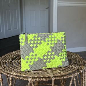 NAGHEDI St. Barth's Limon Plaid Mini Zip Bag - Accessory Pouch - Neon